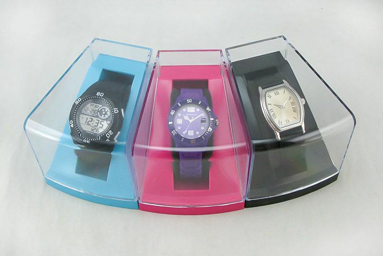 Cake slice shaped smartwatch boxes of assorted colors